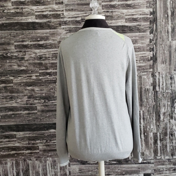 STILE BENETTON Grey GRN diamond Plaid Sweater MEDium United Colors preppy sport - Picture 3 of 11